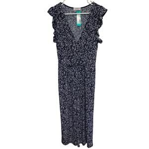 Kaileigh Women's Flora Knit Wrap Polyester Jumpsuit with Pockets Size Medium